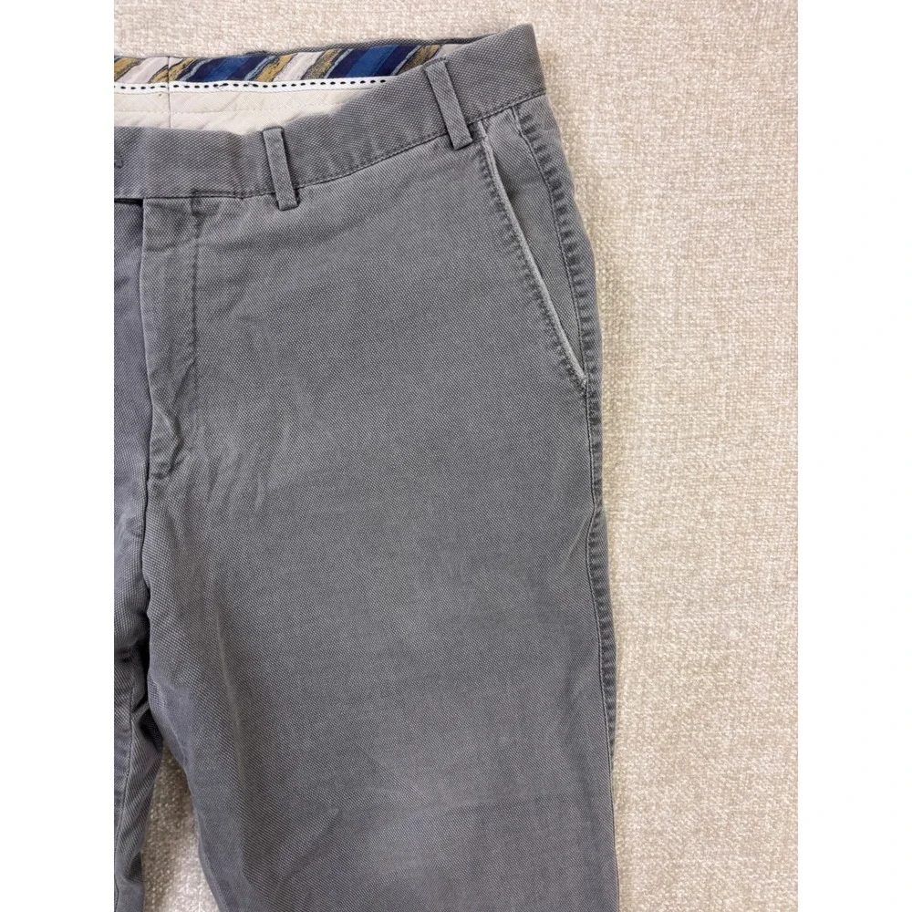Hiltl Doyle Mens Grey Flat Front Chino Trousers Pants 34x30 Made in Romania